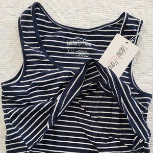Latched Mama Nursing Friendly Navy Striped Tank Top